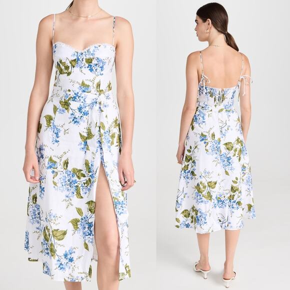 REFORMATION 'Keiryn' Linen Maxi Dress in Riviera Blue White Print US 12 NWT $278 - Picture 1 of 16